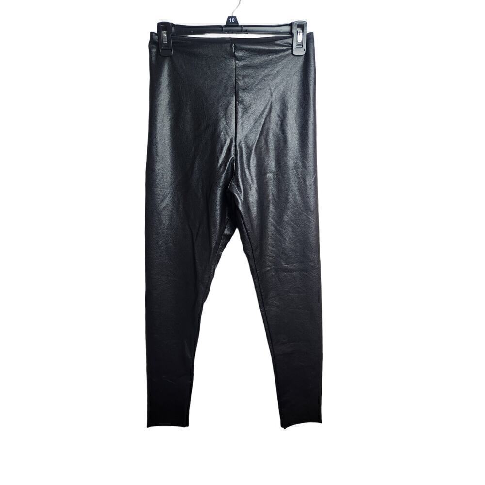 Commando Faux Leather Leggings black sz L 4 way stretch light compression sexy - Picture 1 of 8